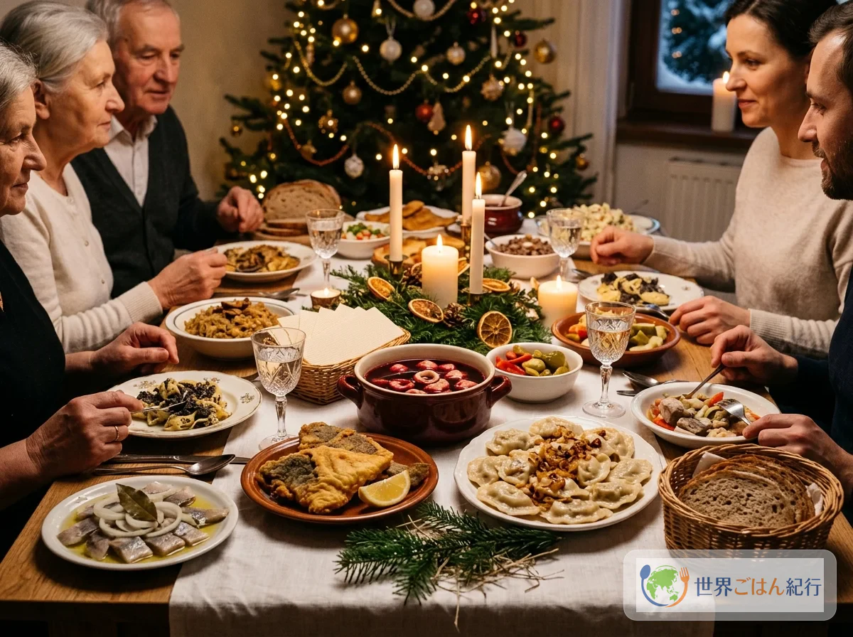 ポーランドのクリスマスイブの食卓に並ぶピエロギと伝統料理