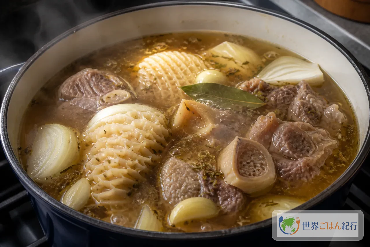 手順2: 牛胃とすね肉を煮る