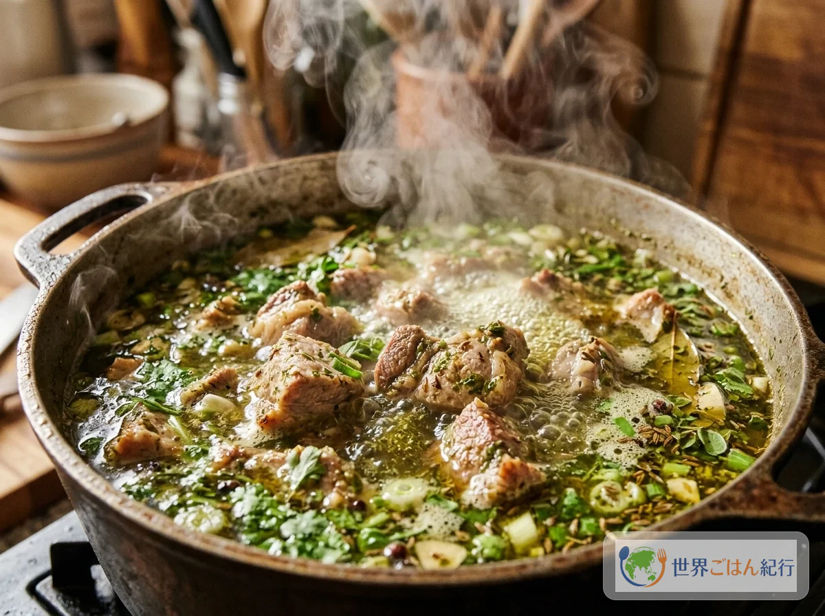 手順3: 豚肉を煮る(45分)