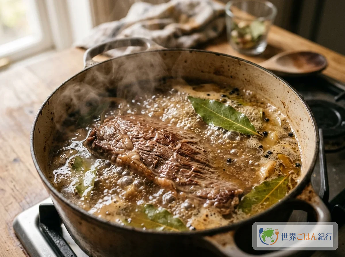 手順1: 牛肉を下ゆでする(1時間30分)