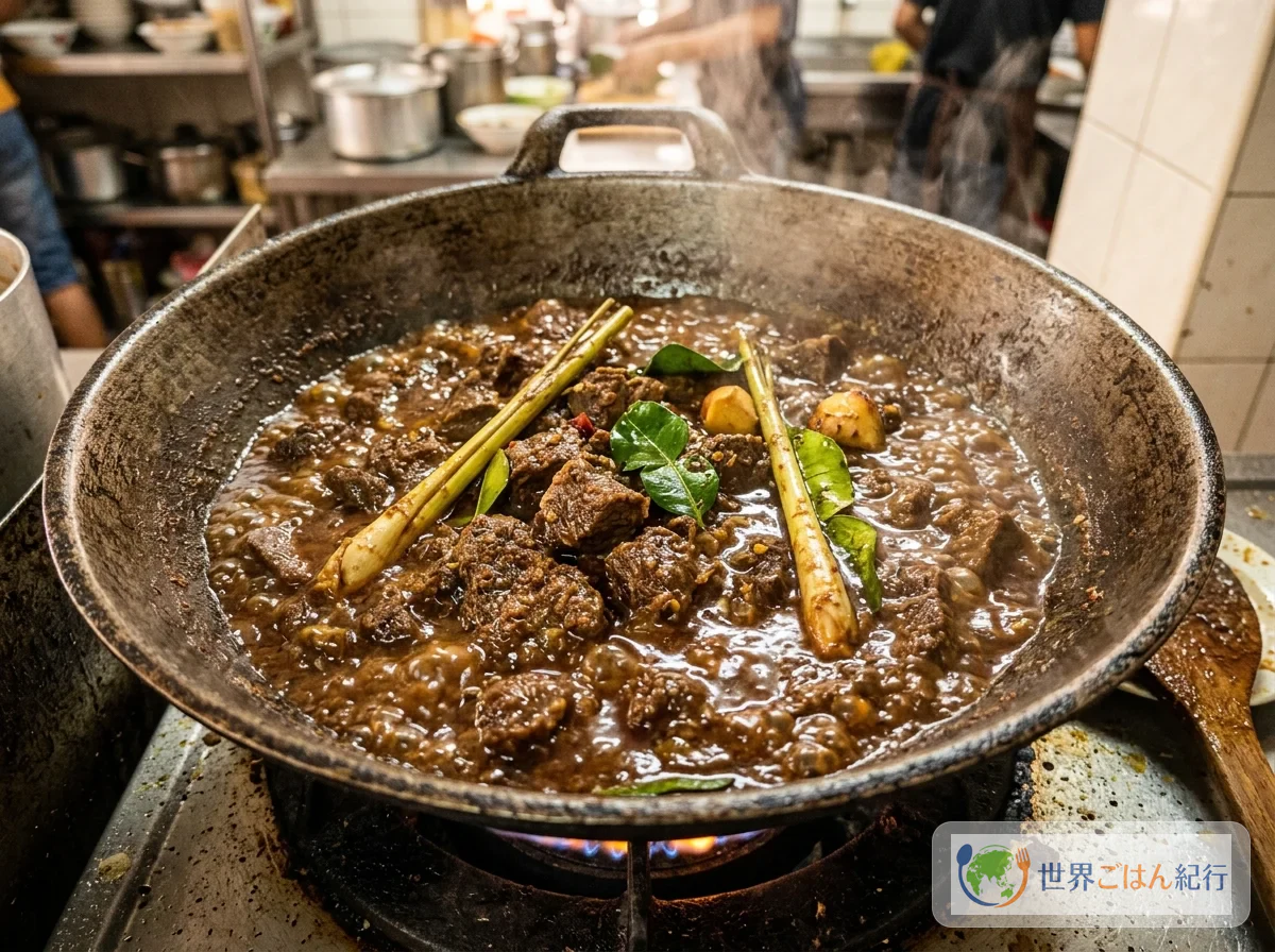 手順4: 牛肉とココナッツミルクを加える(5分)