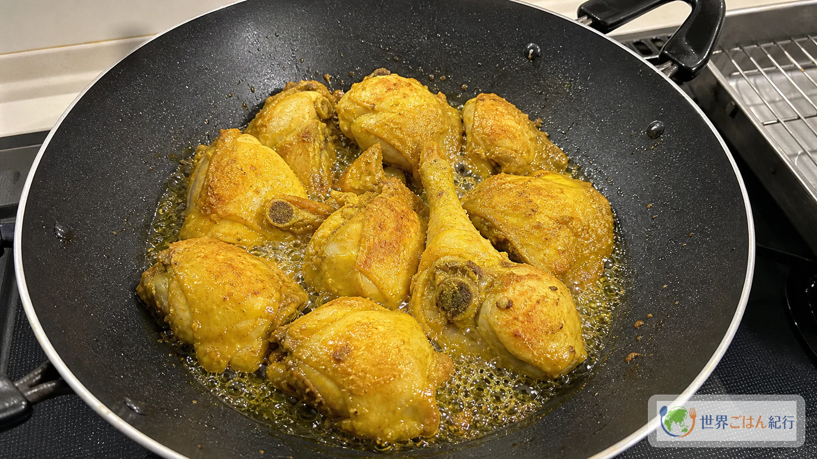 手順3: 鶏肉を揚げ焼きする